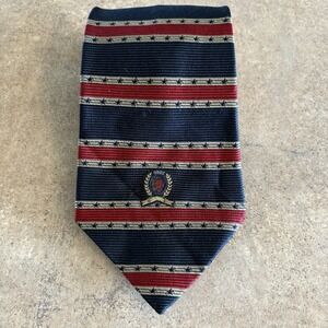 Tommy Hilfiger Mens Neck Tie -Stars & Bars- 100% Silk - Made in USA, 56"